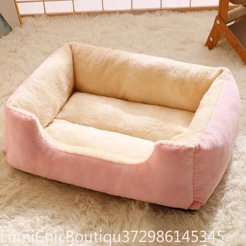 Warm Winter Cat Dog House Bed Soft Plush Cushion Basket Cozy Sleeping Habitat Nest For Kitten Small Dogs Indoor Rest Pet Supplies