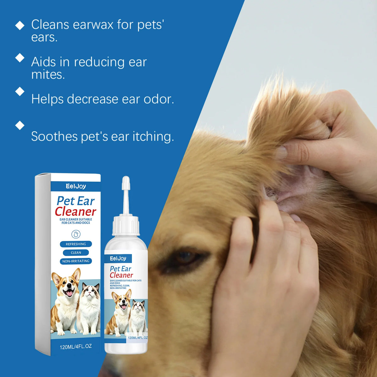 Mild Pet Ear Cleaner For Dogs And Cats Daily Ear Care Remove Ear Canal Dirt Debris