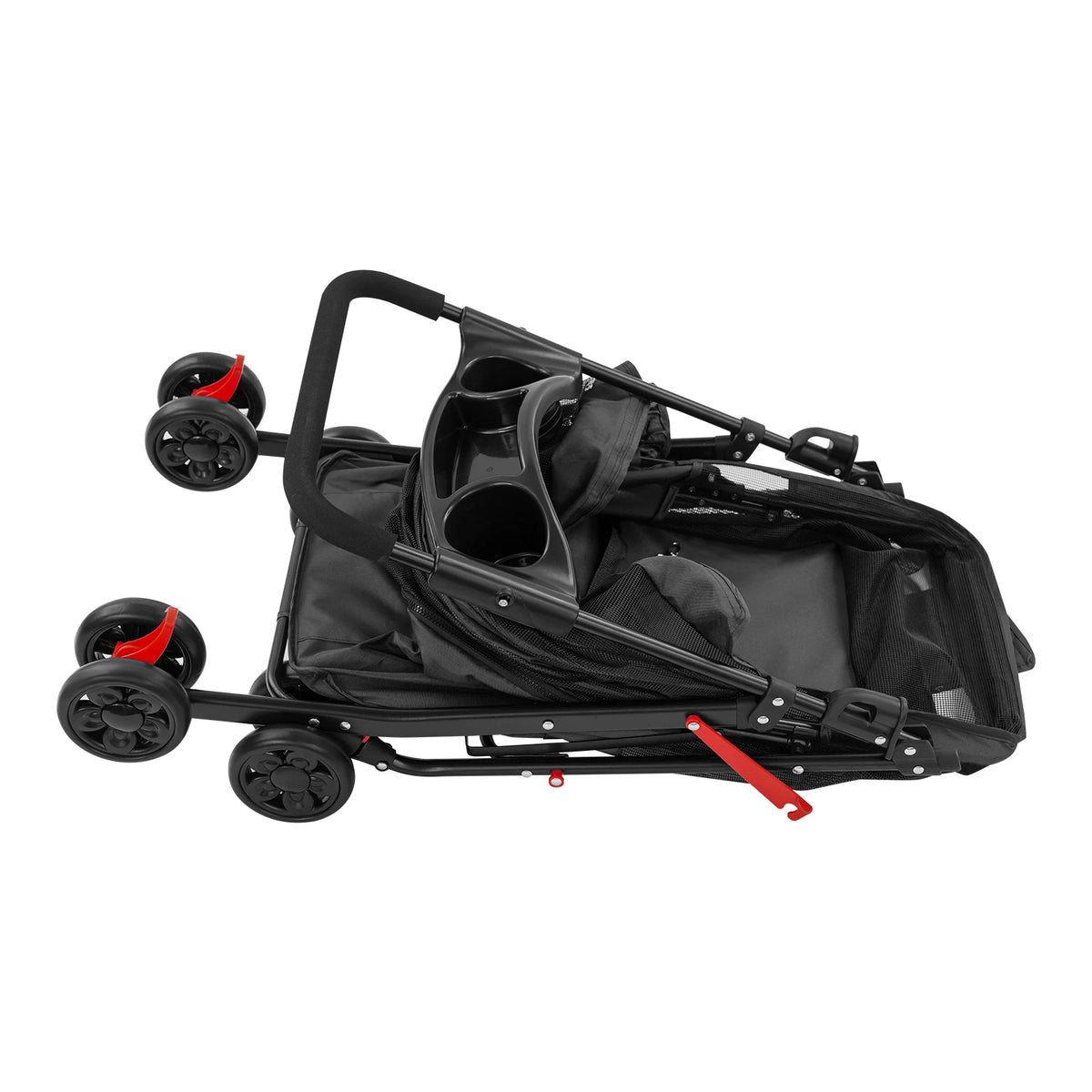 For Small To Medium Dogs and Cats Black Foldable Pet Travel Cart with Water Cup Holder, Ergonomic Foam Handle 69*49*97cm