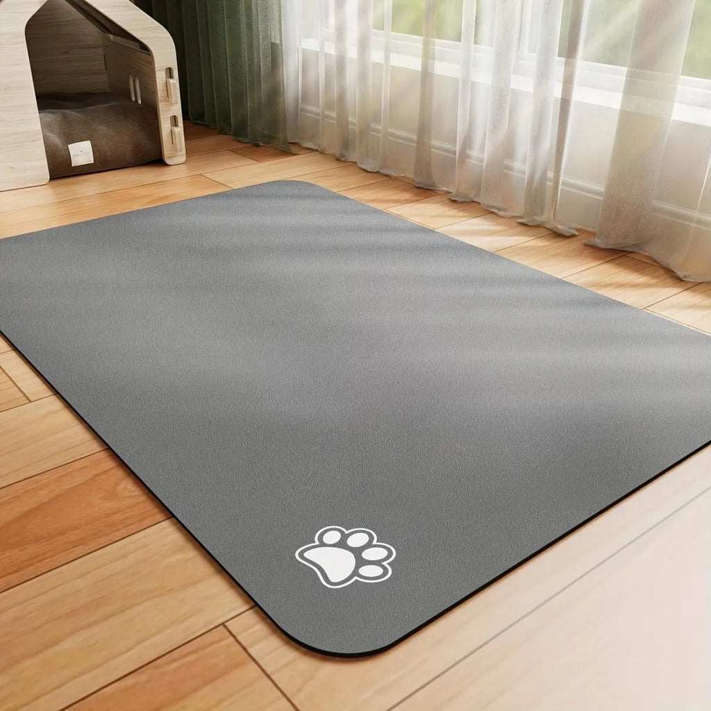 Square Dog Feeding Mat Cat Food Mat Rubber Bottom Water Absorbent Non Slip Pet Placemat