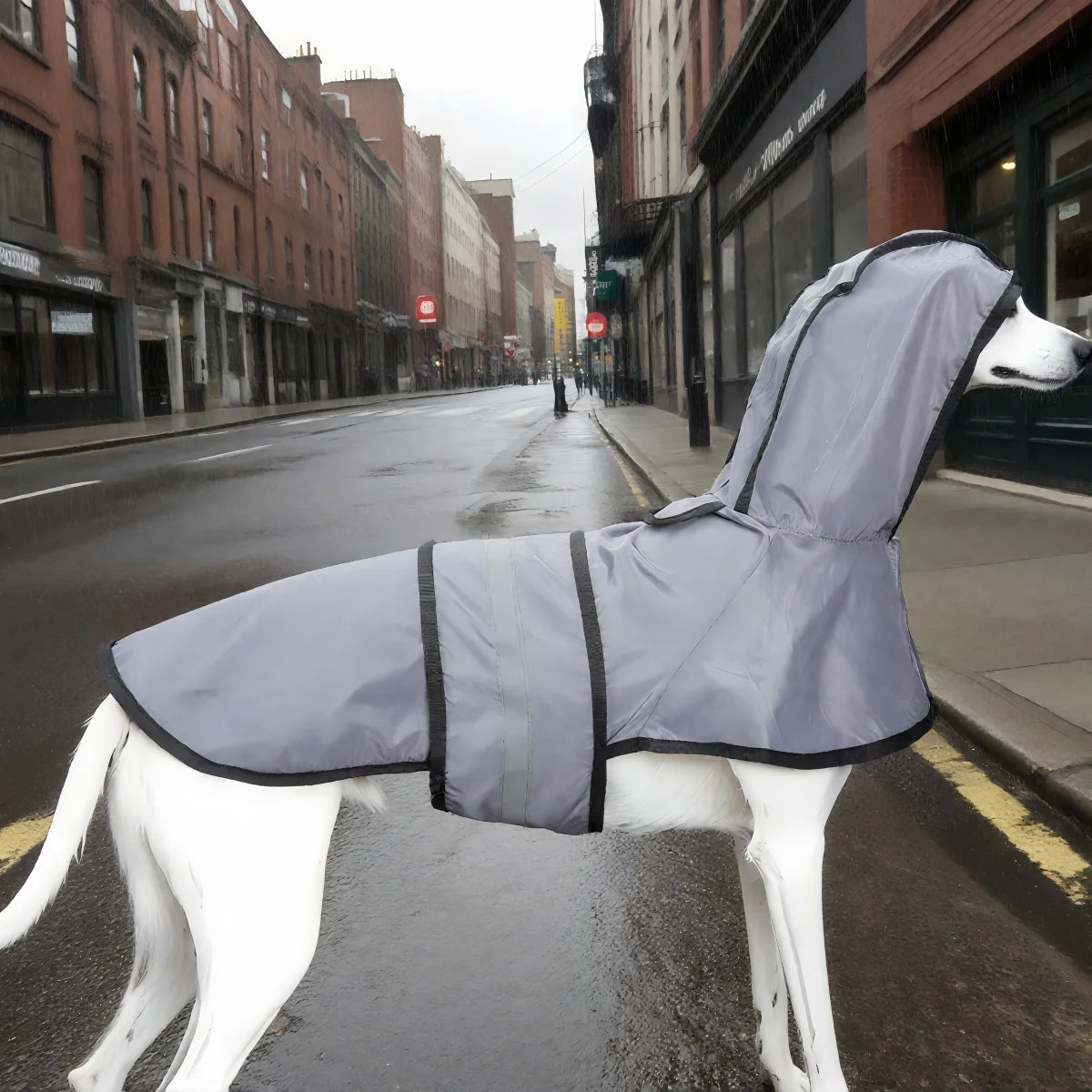 Dog Raincoat for Rainy Season Gery Color And  Multiple Sizes Available Includes Hood