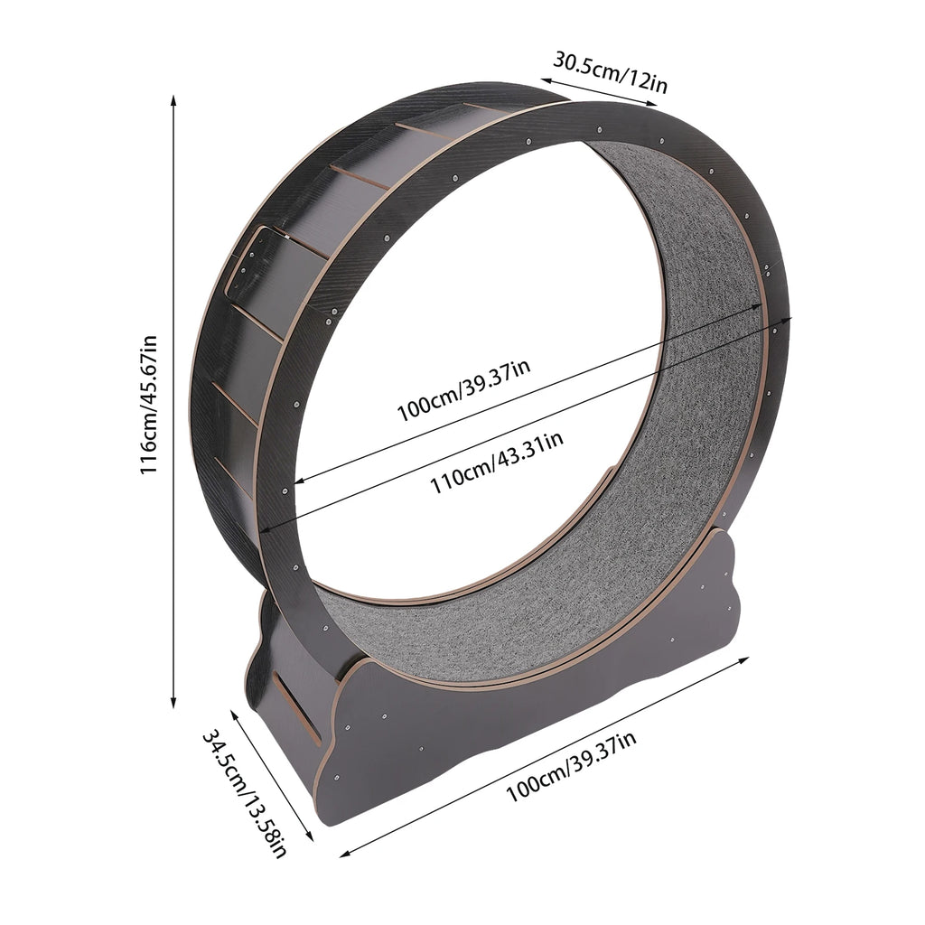 Cat Exercise Wheel 3.3ft Inner Diameter, Foldable Large Cat Treadmill for Indoor Cats Holds 110lbs 8 Silent Rollers