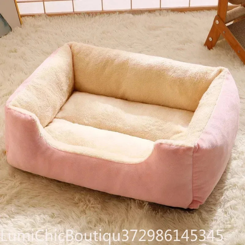Warm Winter Cat Dog House Bed Soft Plush Cushion Basket Cozy Sleeping Habitat Nest For Kitten Small Dogs Indoor Rest Pet Supplies