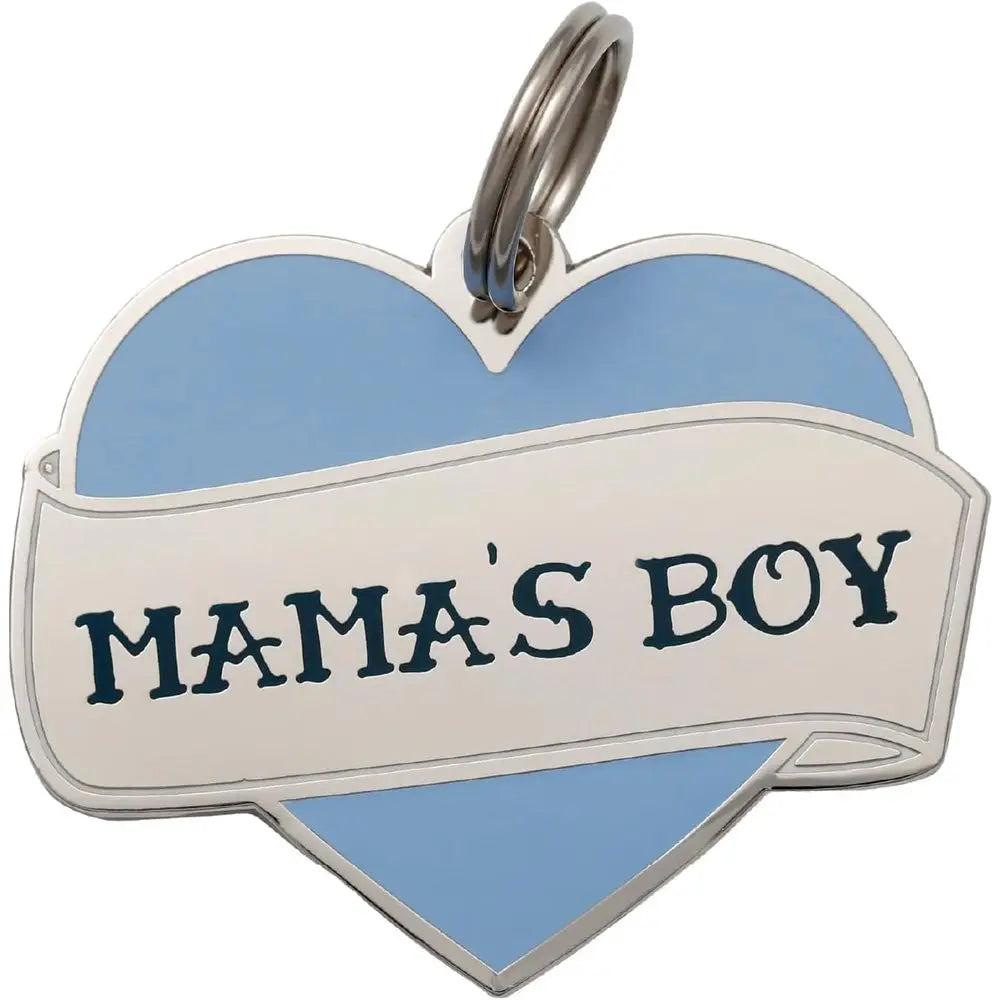 Personalized 'Mama's Boy' Pet ID Tag - Custom Engraved Dog Tags or Pets - Durable Brass, Silver Plating, ree Engraving or Dog's