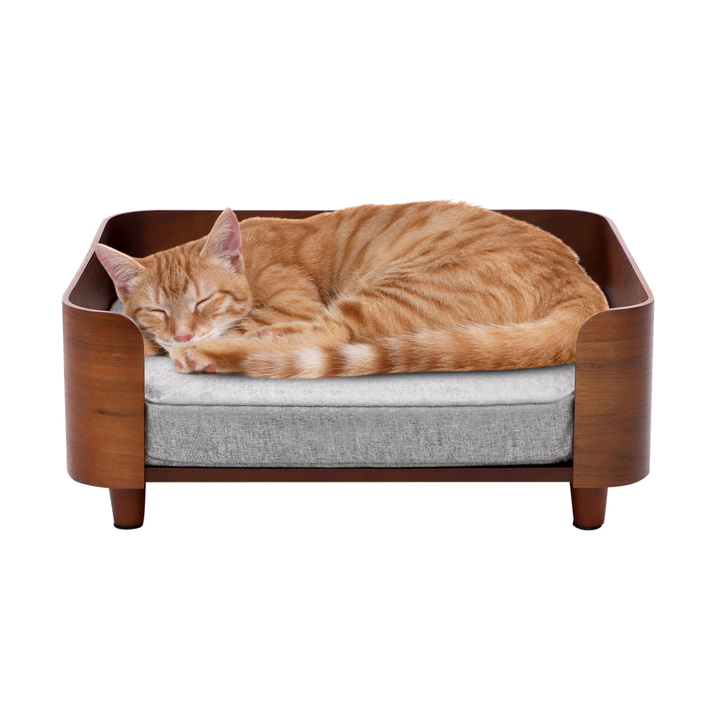 Elevated Pet Sofa Bed 22lbs, Pet Sofa with Wood Legs 1.97in Cushion, Machine Washable for Small Dogs Cats