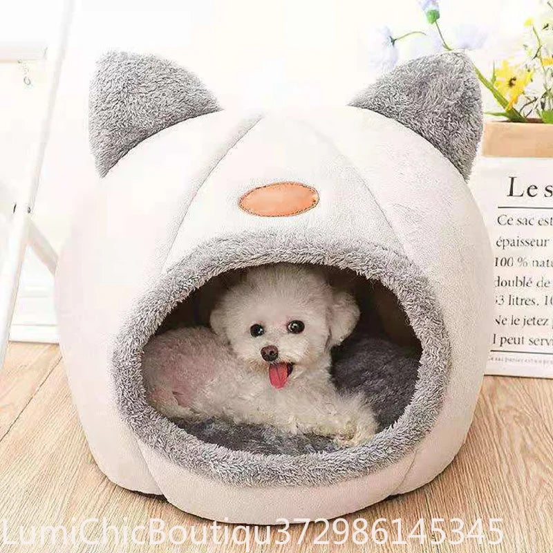 Winter Cozy Cave Pet Tent Bed Deep Sleep Comfort Cat Bed Mat Basket Indoor Warm Nest House For Small Dogs Cats