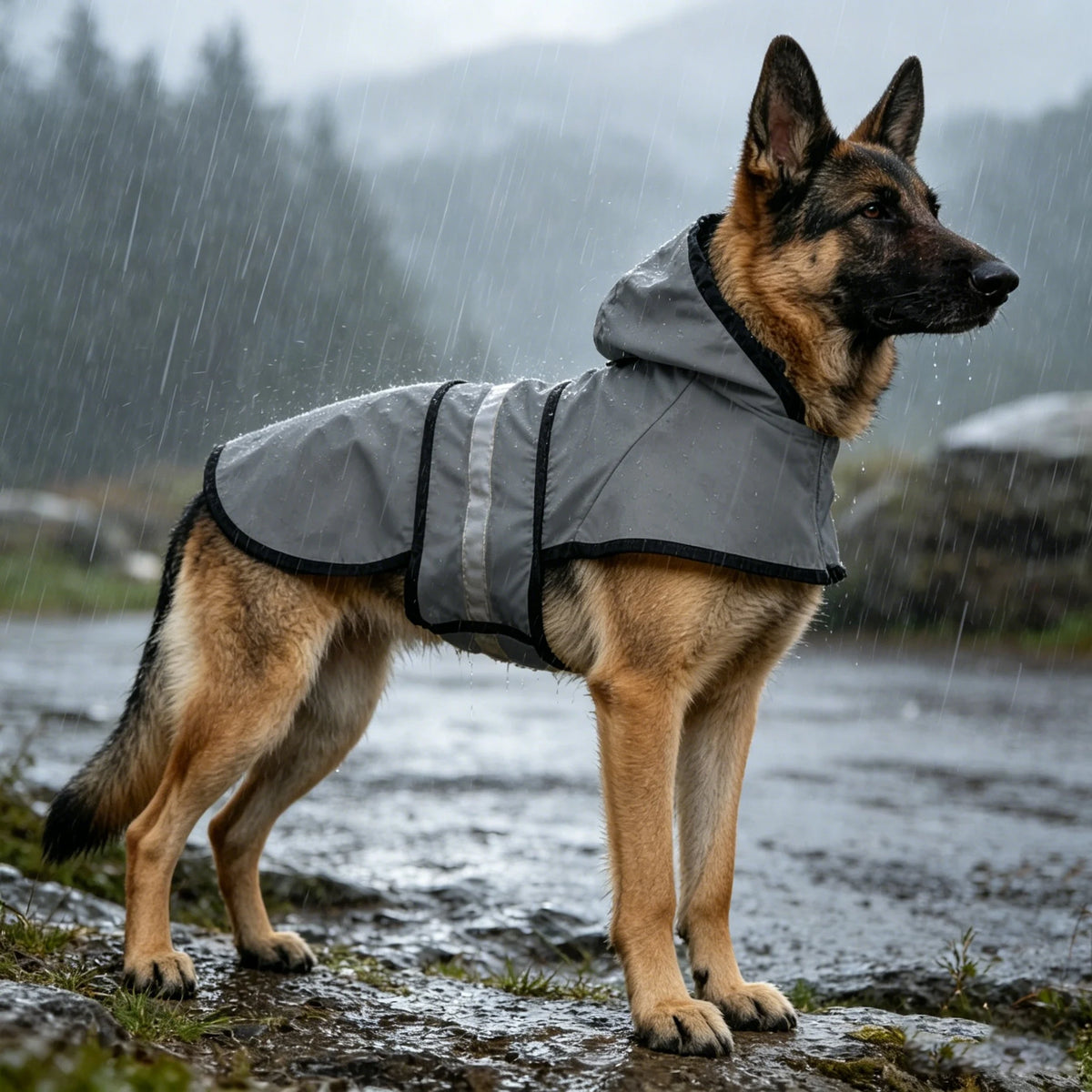 Dog Raincoat for Rainy Season Gery Color And  Multiple Sizes Available Includes Hood