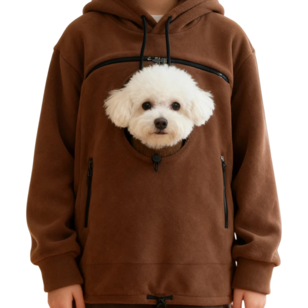 Handmade Emerald Bouclé Pet Hoodie Carrier – Soft Dog & Cat Pullover with Pocket, Cozy Sling or small dog