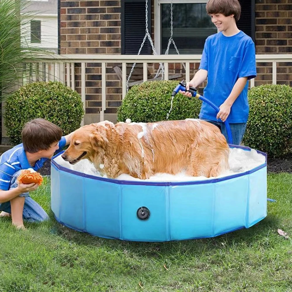 Dog Swimming Pool or Pool Cover Portable Plastic Pool Grooming Tub Bathing Scratch Resistance Pet Pools Bathtub for Large Dogs