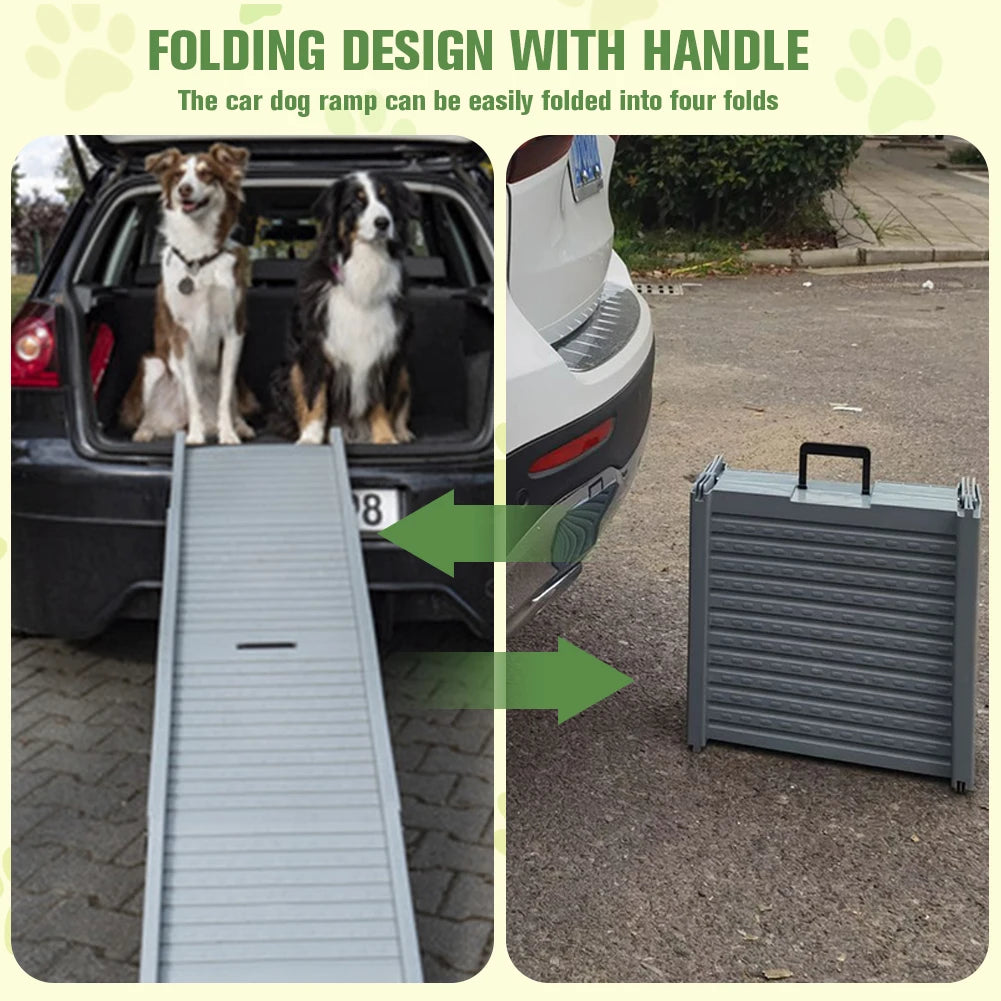 Folding Dog Ramp Non-Slip Rug Surface Portable Pet Stair Ramp 59x15.8 Inch Long Dog Ramps for Medium & Large Dogs Get Into A Car