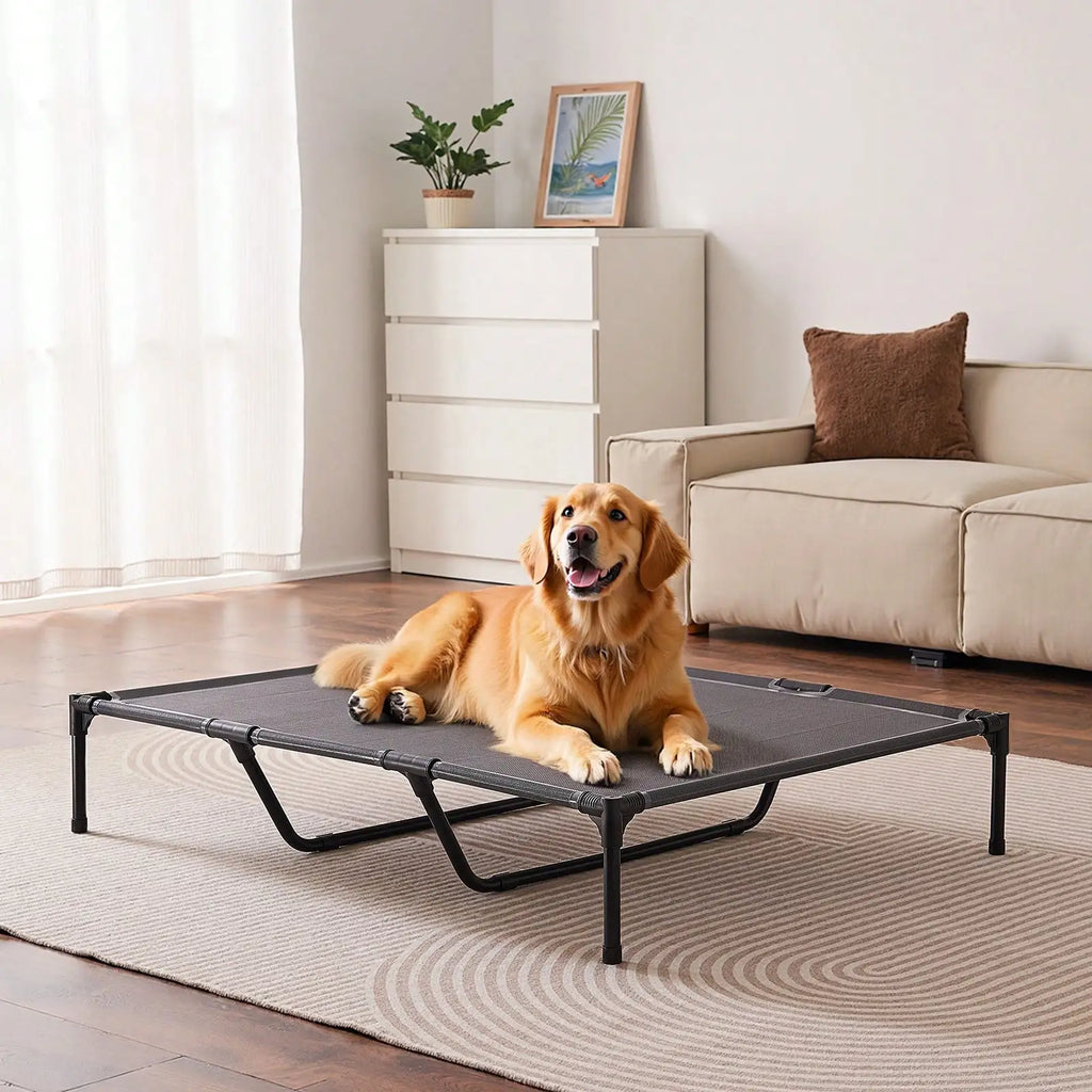 Lounge Pet Bed, Foldable Bunk Dog Bed With 600D Oxford Cloth And Dutch Velvet, Portable Raised Cot With Wheels, Side Storage Ba