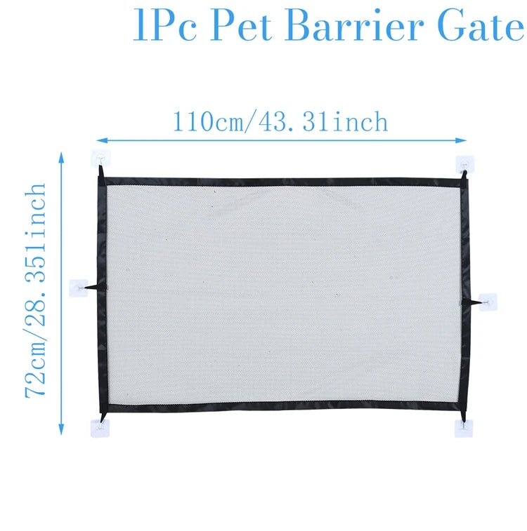 Foldable Breathable Mesh Dog Barrier Fence With 6 Hooks Pet Isolation Net Stair Safety Gate Dog Playpen Supply