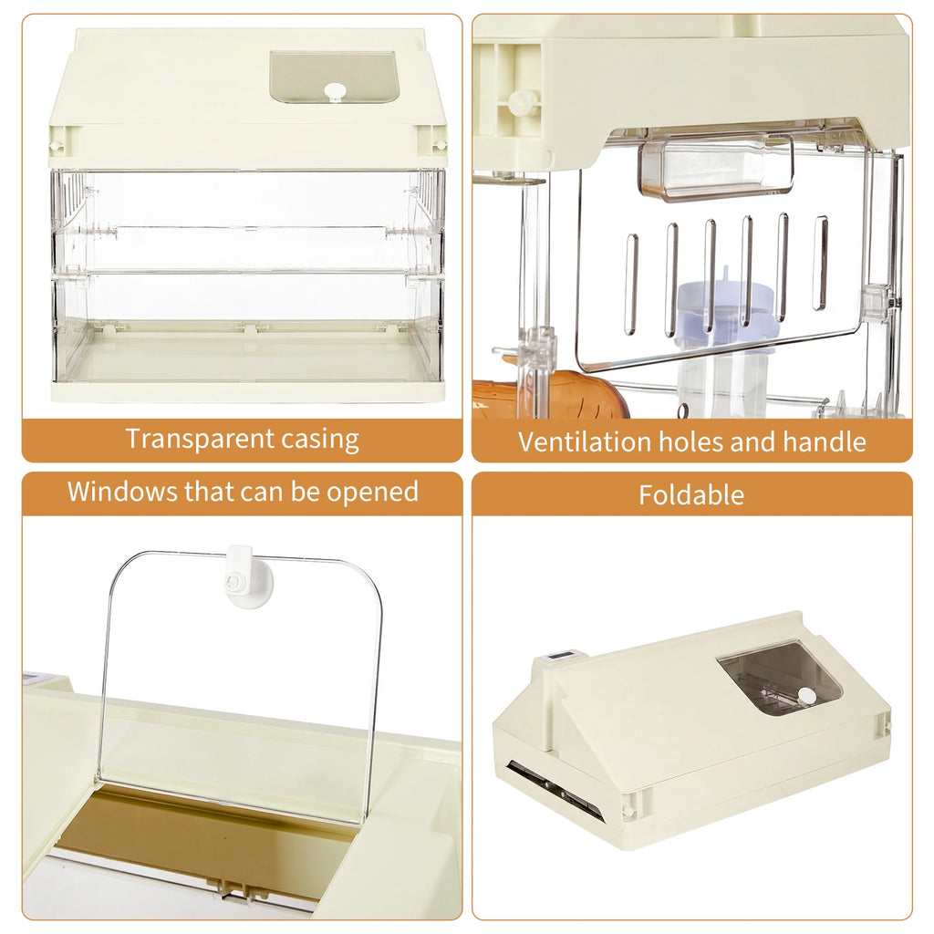 Chew-Proof Acrylic Hamster Cage Starter Kit – Large Habitat for Guinea Pig, Chinchilla, Hedgehog, Gerbil & Rat with Platform, Wheel, Water Bottle, Hideout & Bowl – Size: 45.2×31.4×44.1cm