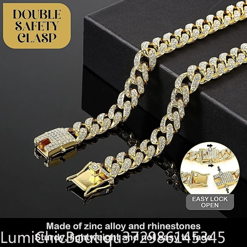 Luxury Gold Metal Dog Chain Collar Bling Pet Jewelry Necklace For Small Medium Large Dogs Cats Fashion Pet Accessory