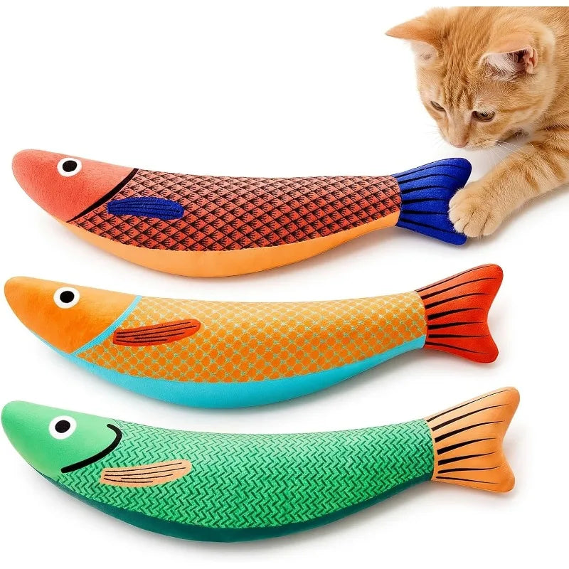 Cat Toys Fish,Teeth Grinding Catnip Toys, Interactive Sounding Cat Chew Bite Plush Toys Soft and Durable,Kitten Toys