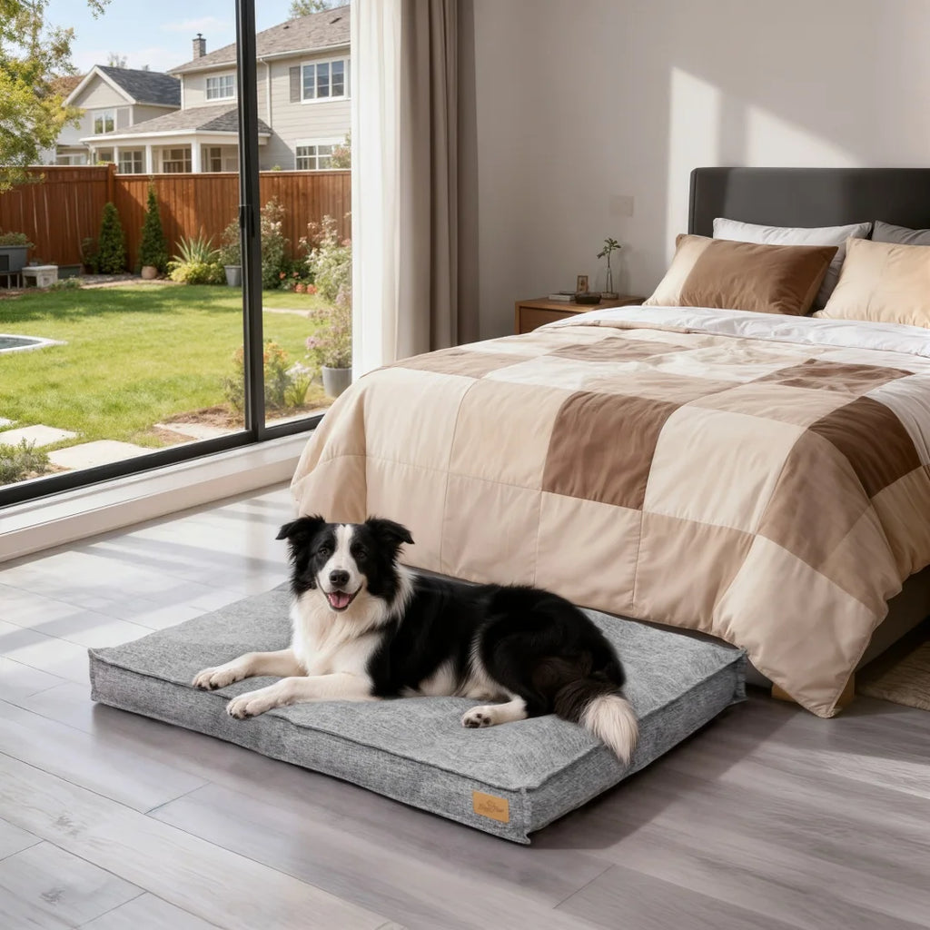 BingoPaw Large Dog Bed Washable: Rectangular Dog Pet Pillow Bed with Linen Cover Foam Base, Waterproof Lining, Cozy Sleep Bed Crate Mattress for Dogs, Kennels
