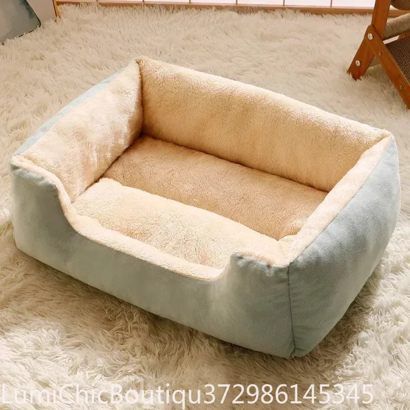Warm Winter Cat Dog House Bed Soft Plush Cushion Basket Cozy Sleeping Habitat Nest For Kitten Small Dogs Indoor Rest Pet Supplies
