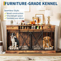 63 Inch Double Dog Crate Furniture for 2 Dogs, Heavy Duty Dog Kennel Indoor with Removable Divider & Sliding Doors, Large Dog Cage with 2 Drawers & 2 Open Shelves, Decorative TV Stand End Table, Brown