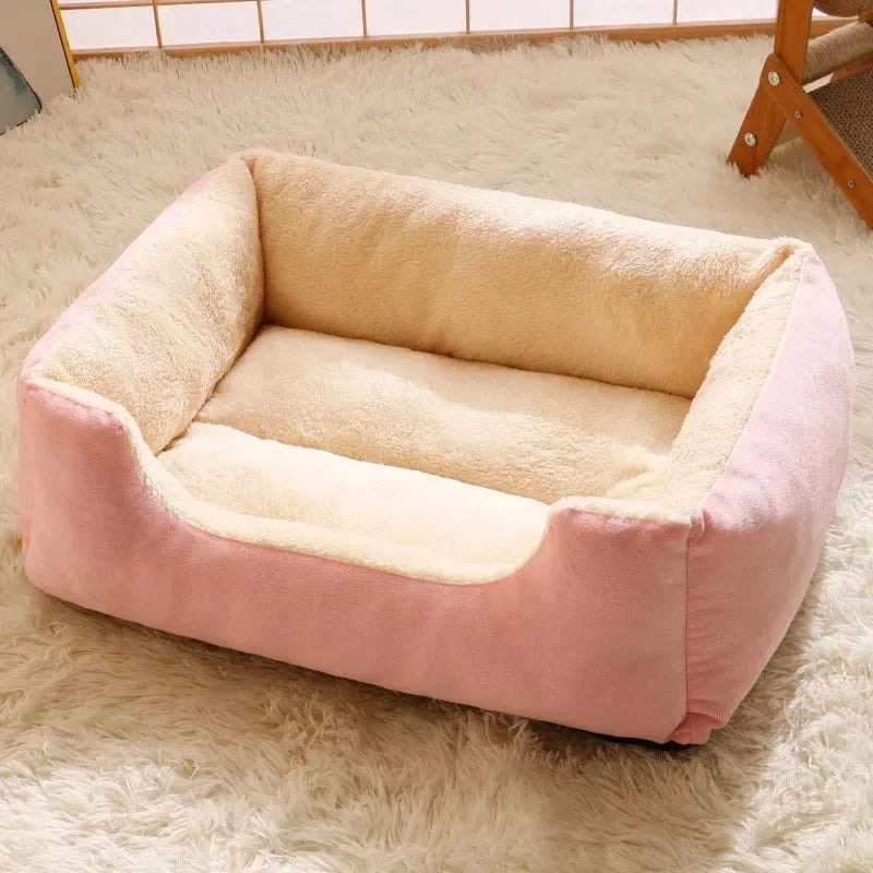 Warm Winter Cat Dog House Bed Soft Plush Cushion Basket Cozy Sleeping Habitat Nest For Kitten Small Dogs Indoor Rest Pet Supplies