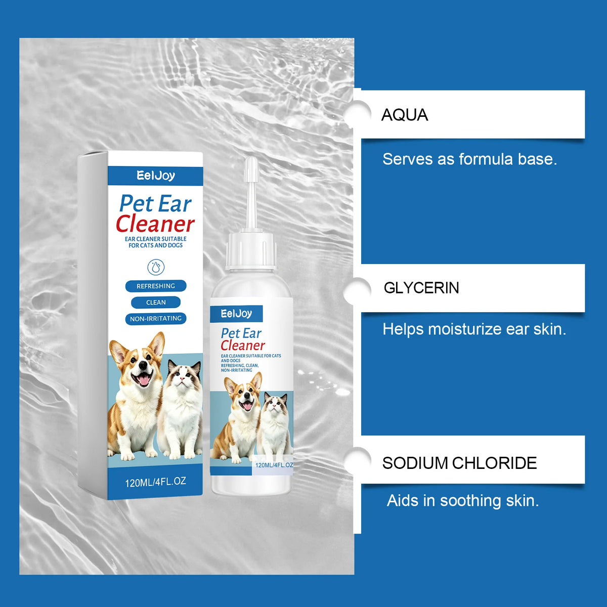Mild Pet Ear Cleaner For Dogs And Cats Daily Ear Care Remove Ear Canal Dirt Debris
