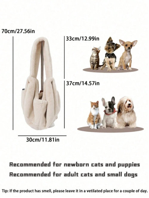 1pc Pet Sling Carrier For Small And Medium Dog And Cat With Breathable Mesh - Plush Self-Warming Hiking Front Backpack Chest Body Holder