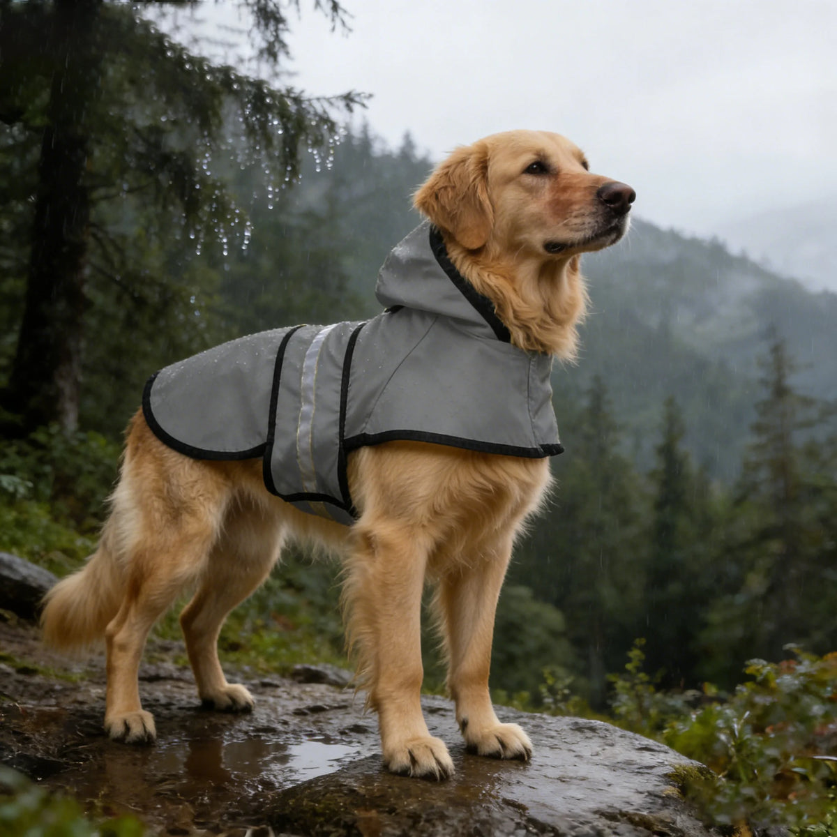 Dog Raincoat for Rainy Season Gery Color And  Multiple Sizes Available Includes Hood