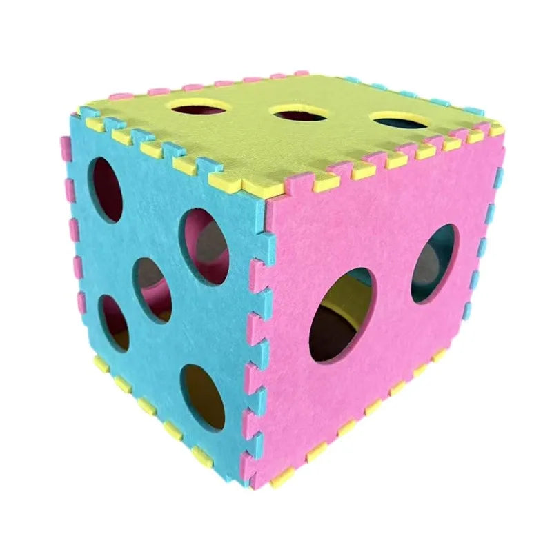Dice-Shaped Cat House Four-Season Universal Double Layer with Upper And Lower Layer Felt Tunnel Maze Cat Nest Semi-Closed Hole Drill Style
