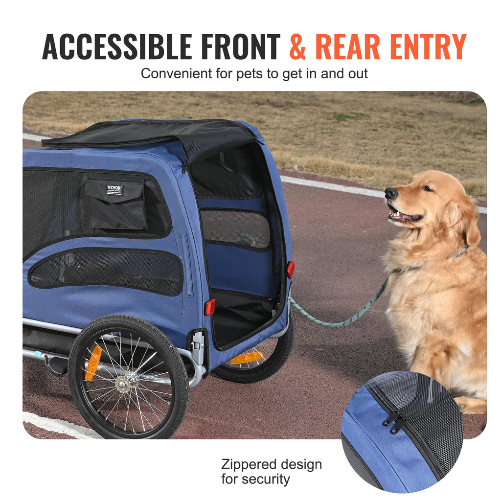 SucceBuy 100lbs Pet Cart Bicycle Carrier Dog Bike Trailer with Coupler, Reflectors, Flag, Collapsible to Store for Dogs Travel