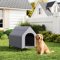 Weatherproof Elevated Dog House, 600D Oxford Breathable Outdoor Dog Tent Shelter with Mesh Bed, Sturdy Metal Frame Pet Kennel for Medium Dogs, Indoor/Outdoor Use