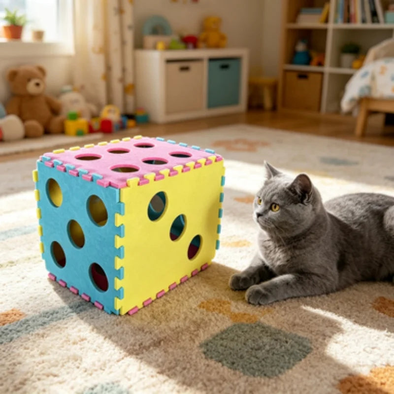 Dice-Shaped Cat House Four-Season Universal Double Layer with Upper And Lower Layer Felt Tunnel Maze Cat Nest Semi-Closed Hole Drill Style