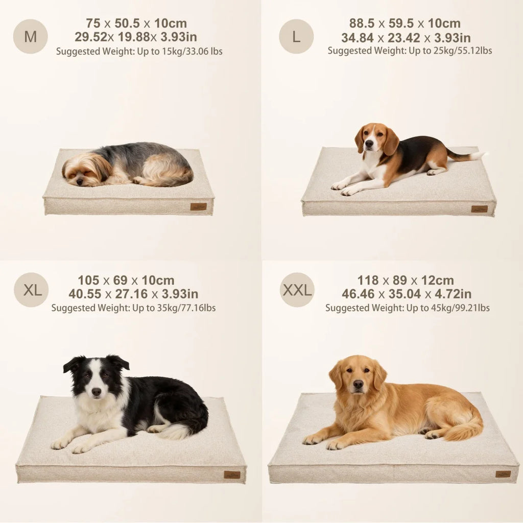 BingoPaw Large Dog Bed Washable: Rectangular Dog Pet Pillow Bed with Linen Cover Foam Base, Waterproof Lining, Cozy Sleep Bed Crate Mattress for Dogs, Kennels