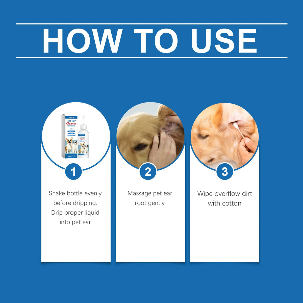 Mild Pet Ear Cleaner For Dogs And Cats Daily Ear Care Remove Ear Canal Dirt Debris