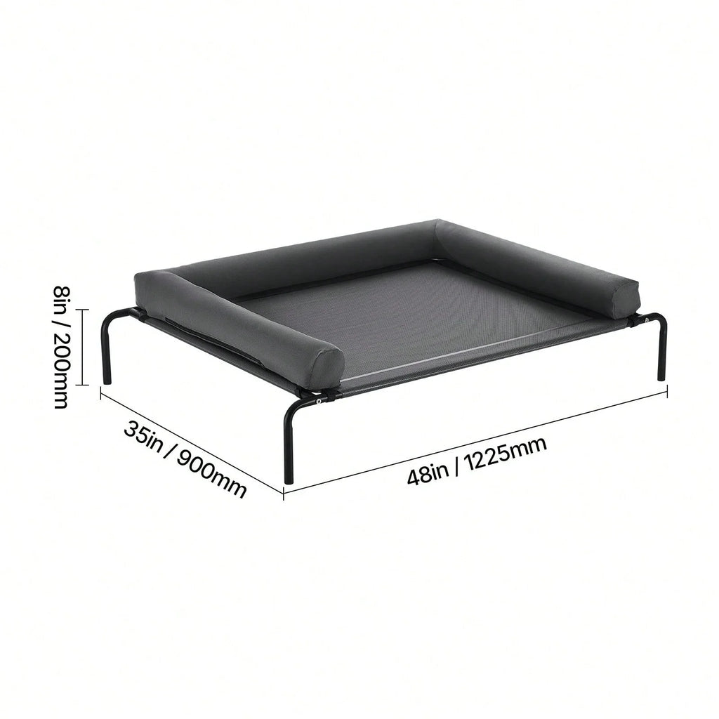 Lounge Pet Bed, Foldable Bunk Dog Bed With 600D Oxford Cloth And Dutch Velvet, Portable Raised Cot With Wheels, Side Storage Ba