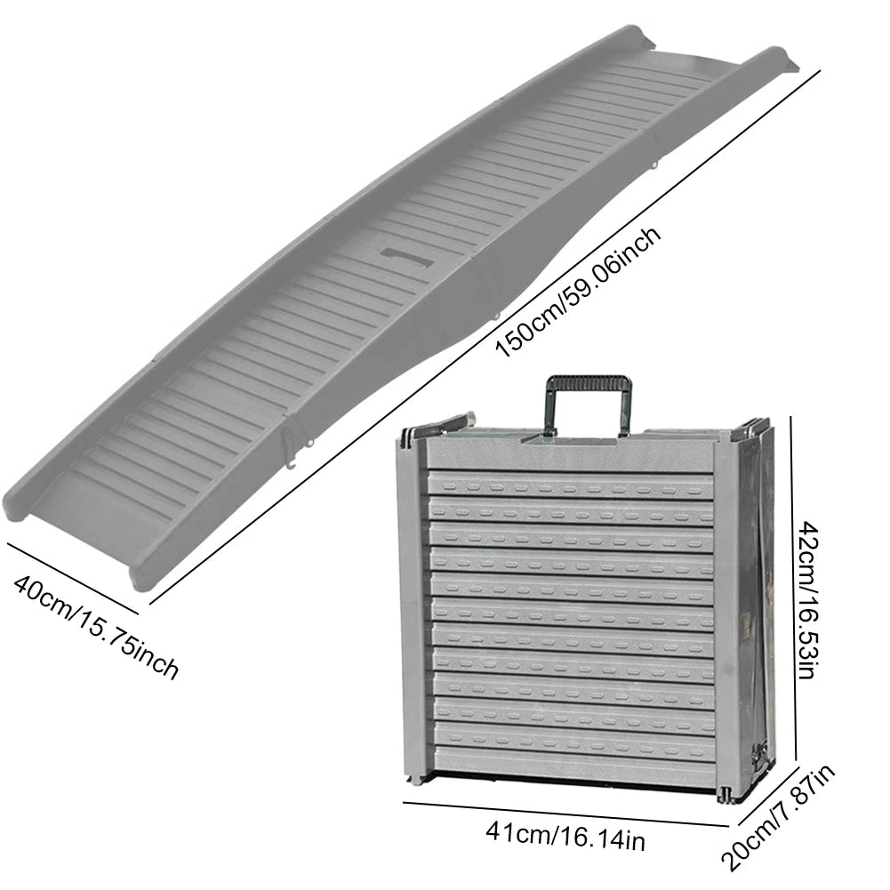 Folding Dog Ramp Non-Slip Rug Surface Portable Pet Stair Ramp 59x15.8 Inch Long Dog Ramps for Medium & Large Dogs Get Into A Car