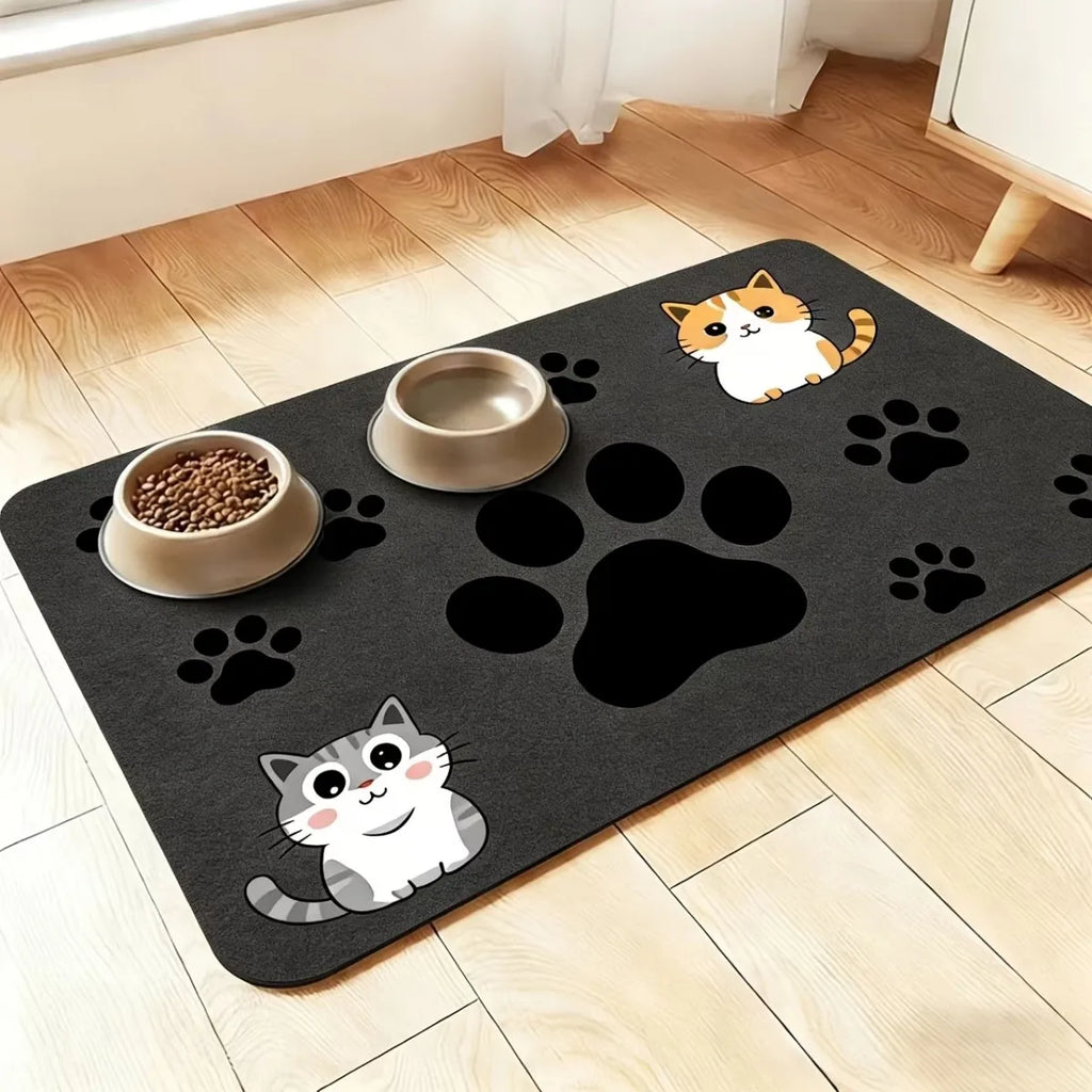 Pet Feeding Mat for Dogs Cats Square Heavy Duty Rubber Bottom Non Slip Water Absorbent Multi Use Mat