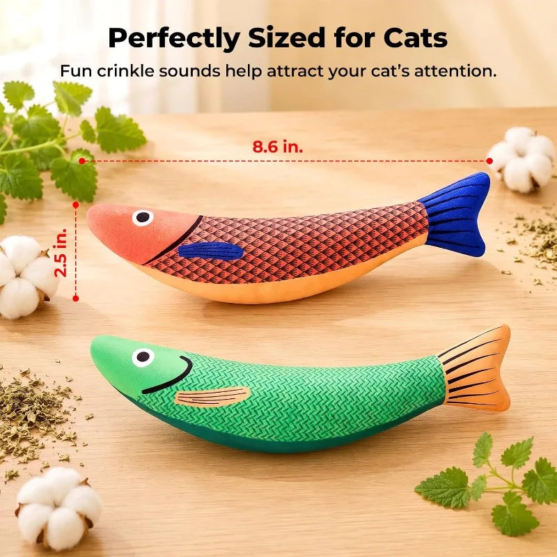 Cat Toys Fish,Teeth Grinding Catnip Toys, Interactive Sounding Cat Chew Bite Plush Toys Soft and Durable,Kitten Toys