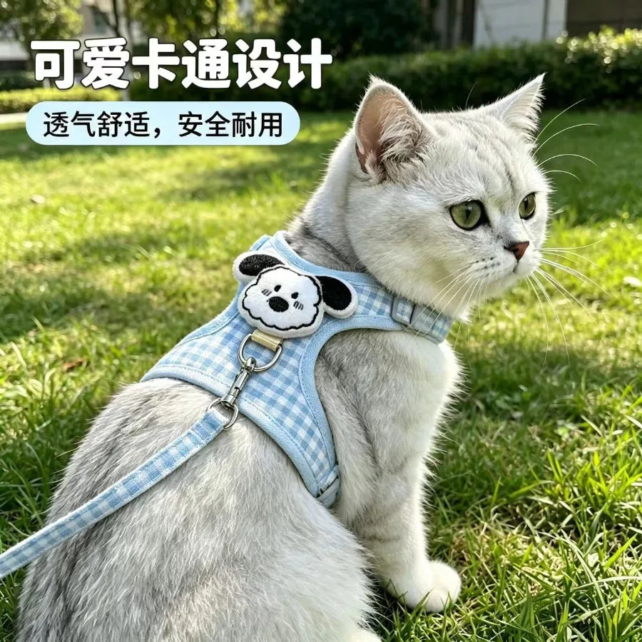 Cat leash Anti-slipping cat leash adjustable pet leash cat chain cat cute wind outing rope