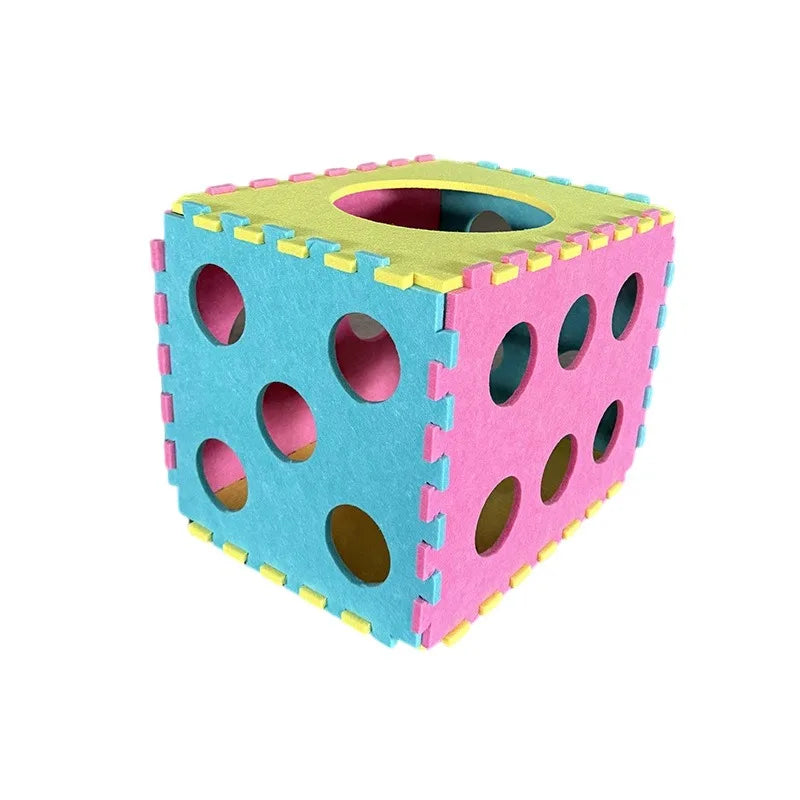 Dice-Shaped Cat House Four-Season Universal Double Layer with Upper And Lower Layer Felt Tunnel Maze Cat Nest Semi-Closed Hole Drill Style