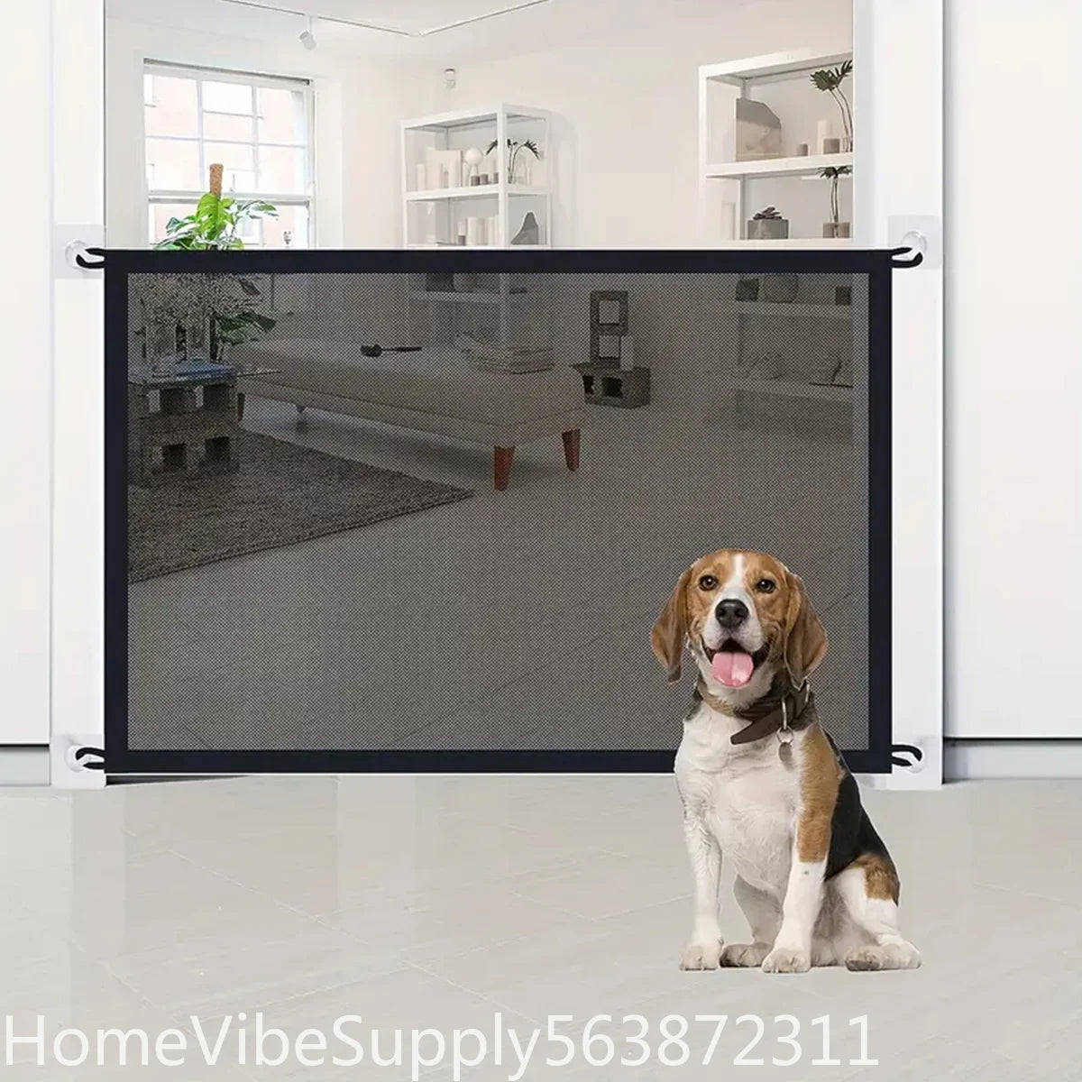 Foldable Breathable Mesh Dog Barrier Fence With 6 Hooks Pet Isolation Net Stair Safety Gate Dog Playpen Supply