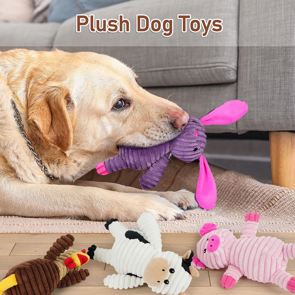 5 Pack Dog Toys Plush Dog Squeaky Toys, Assortment Value Bundle Animal Pet Toy for Small Medium Large Dogs, Stuffed Puppy Chew
